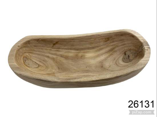 Imagen de CENTRO DE MESA CUENCO OVALO MADERA RUSTICA 38X17 CM 3.26